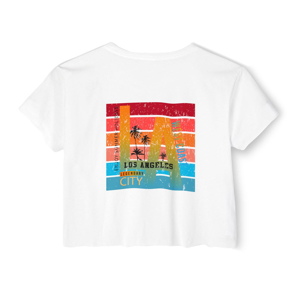 Los Angeles Sunset Palm Crop Top Women's Festival Beach Tee - Etna Gift