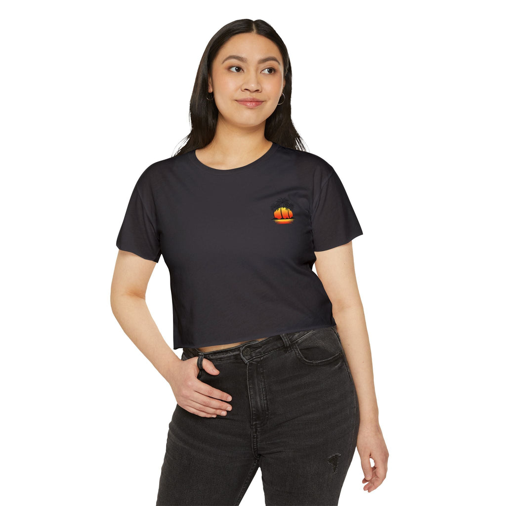 Los Angeles Sunset Palm Crop Top Women's Festival Beach Tee - Etna Gift