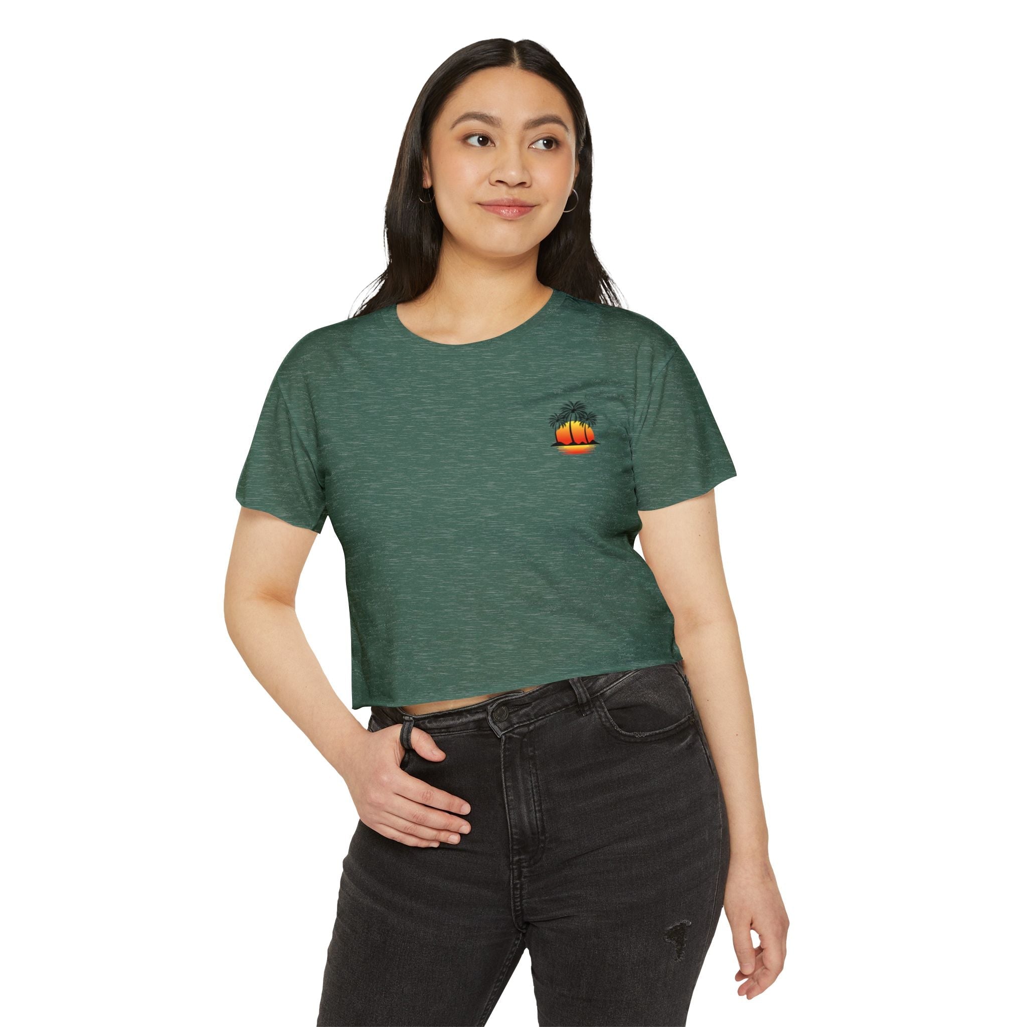 Los Angeles Sunset Palm Crop Top Women's Festival Beach Tee - Etna Gift