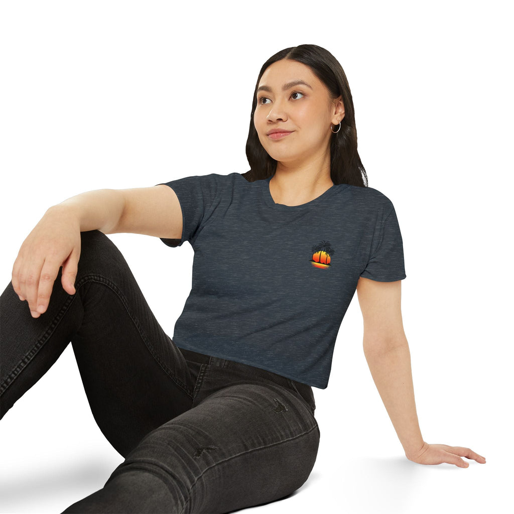 Los Angeles Sunset Palm Crop Top Women's Festival Beach Tee - Etna Gift