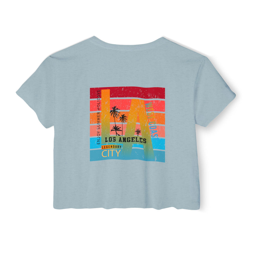 Los Angeles Sunset Palm Crop Top Women's Festival Beach Tee - Etna Gift
