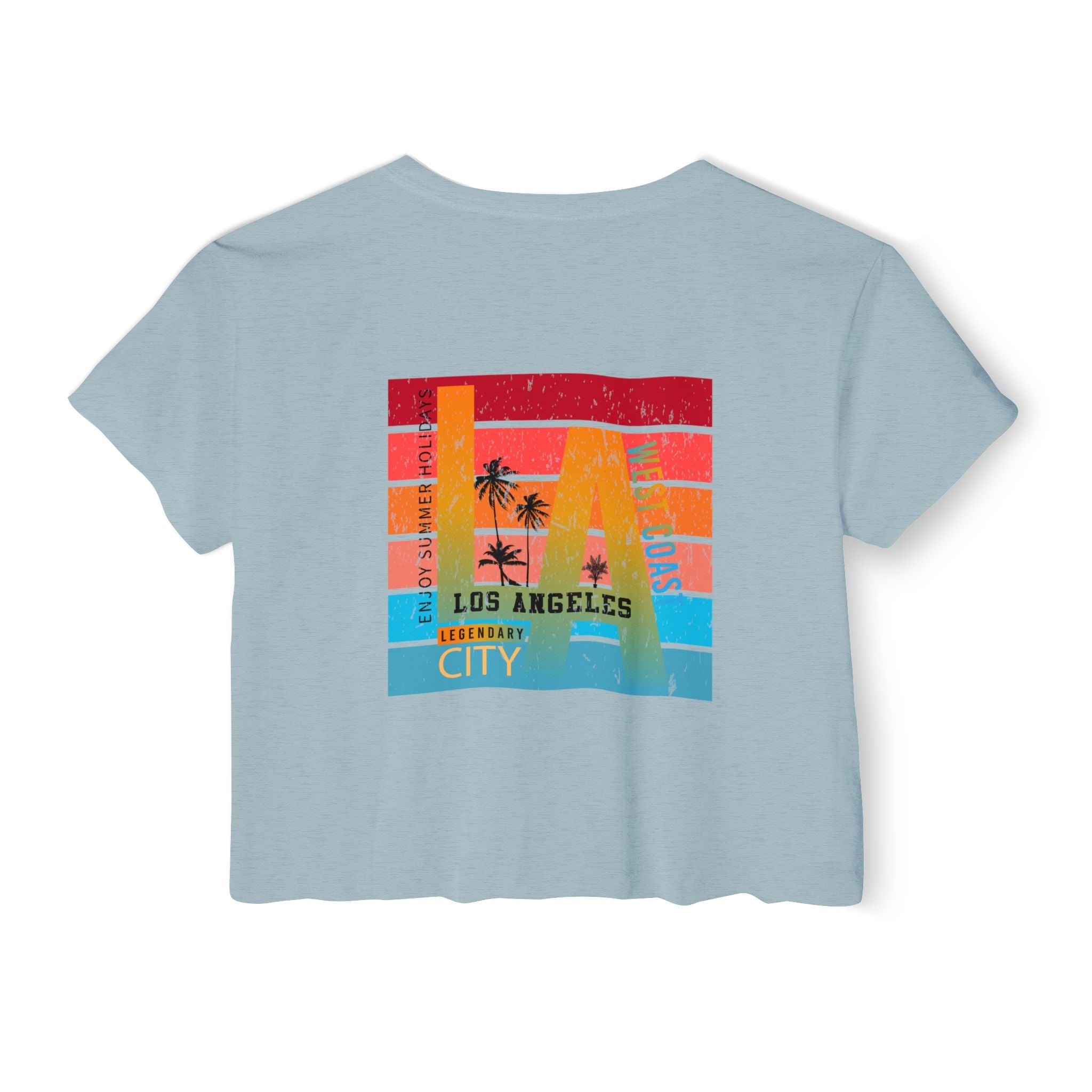 Los Angeles Sunset Palm Crop Top Women's Festival Beach Tee - Etna Gift