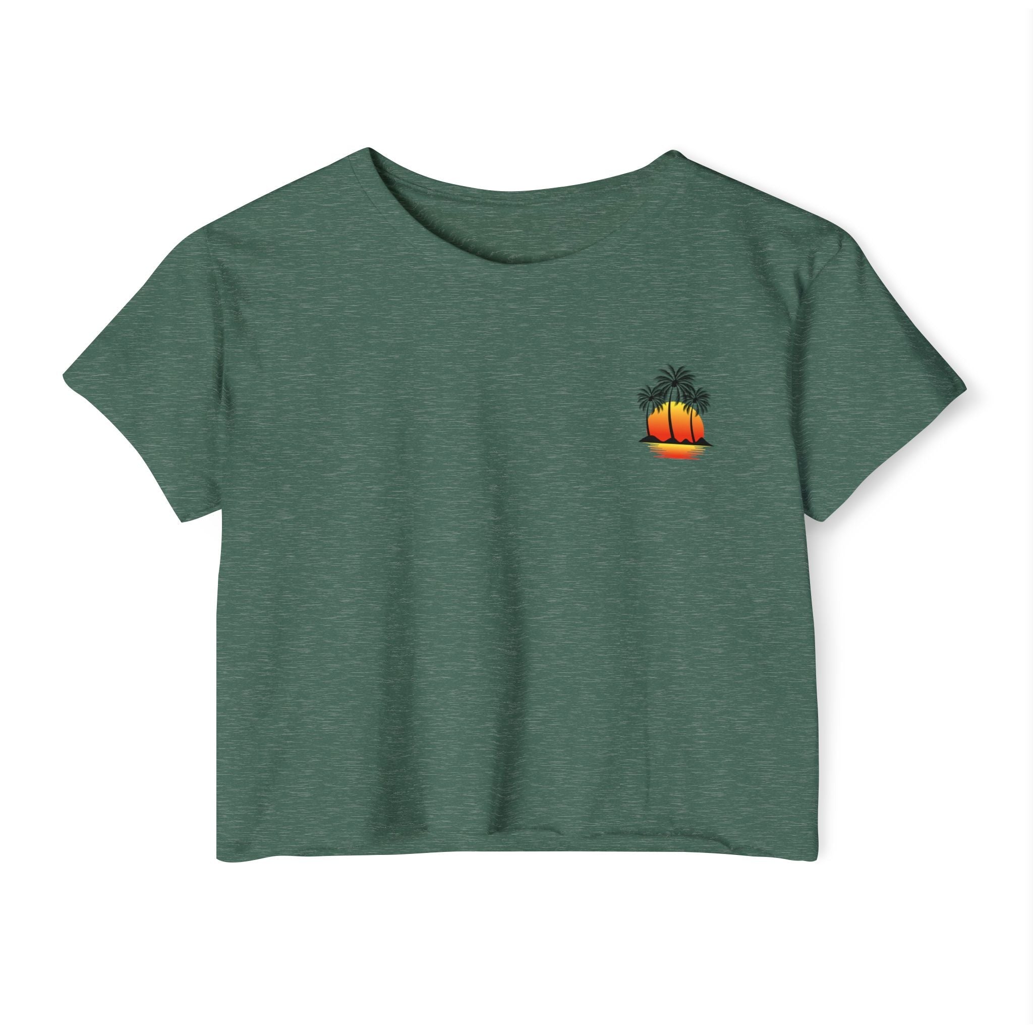 Los Angeles Sunset Palm Crop Top Women's Festival Beach Tee - Etna Gift