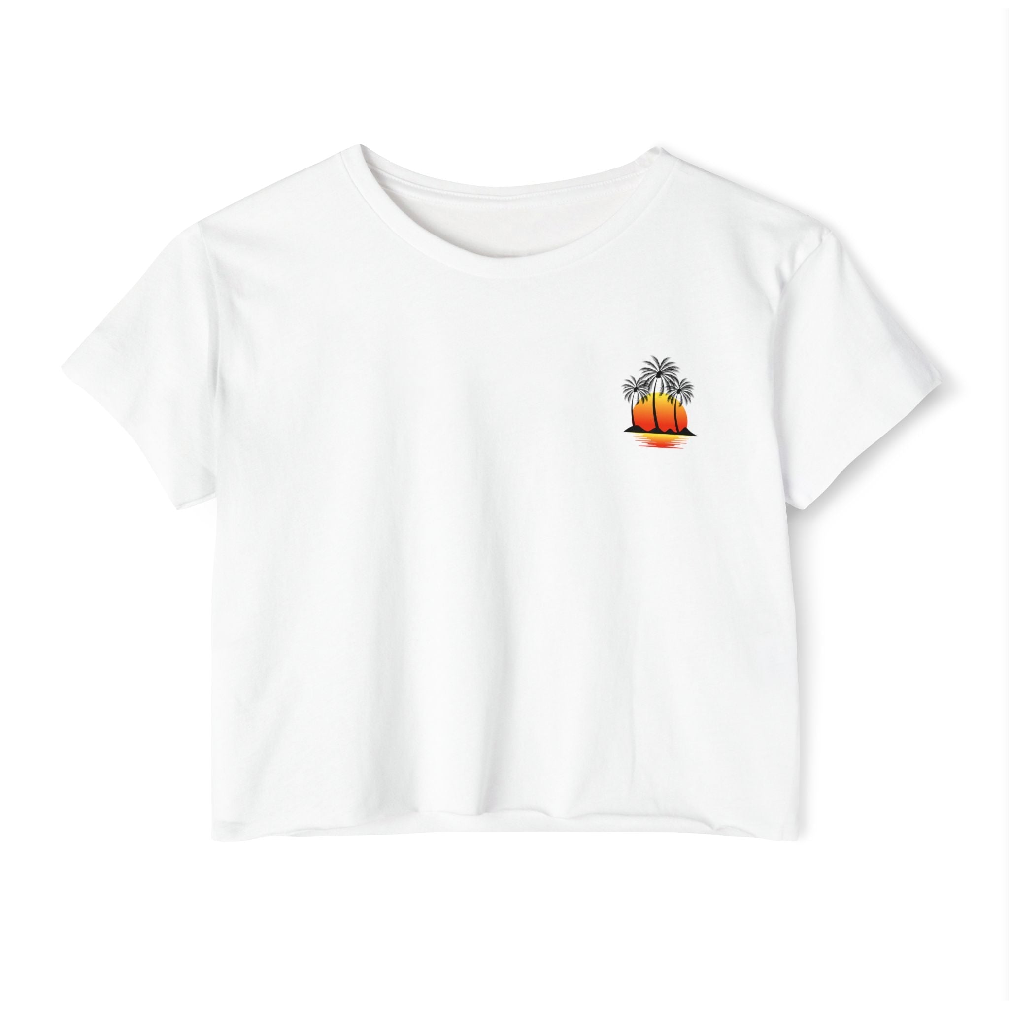 Los Angeles Sunset Palm Crop Top Women's Festival Beach Tee - Etna Gift