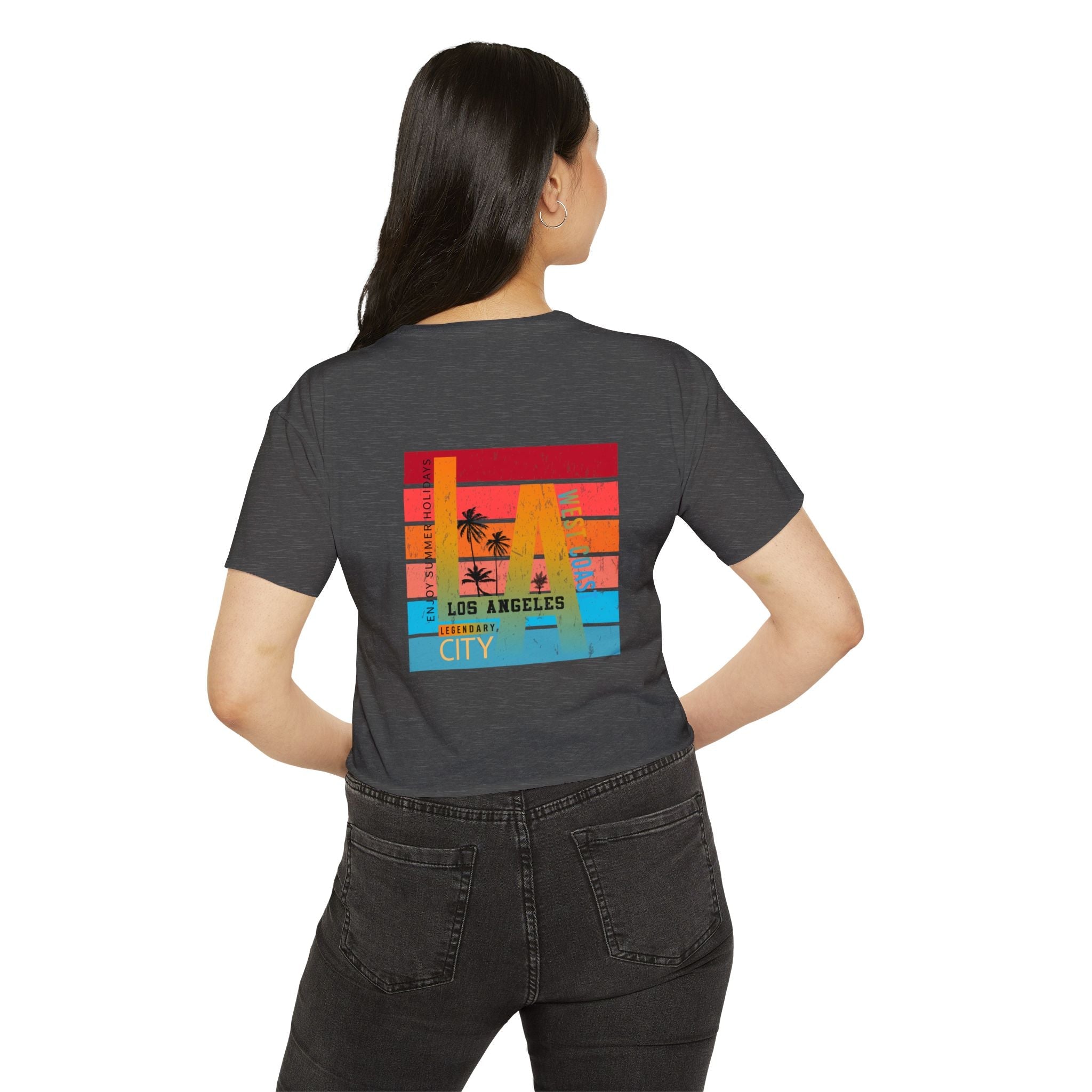 Los Angeles Sunset Palm Crop Top Women's Festival Beach Tee - Etna Gift