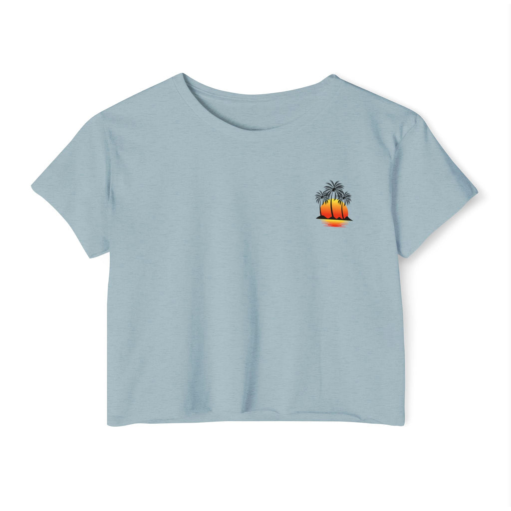 Los Angeles Sunset Palm Crop Top Women's Festival Beach Tee - Etna Gift