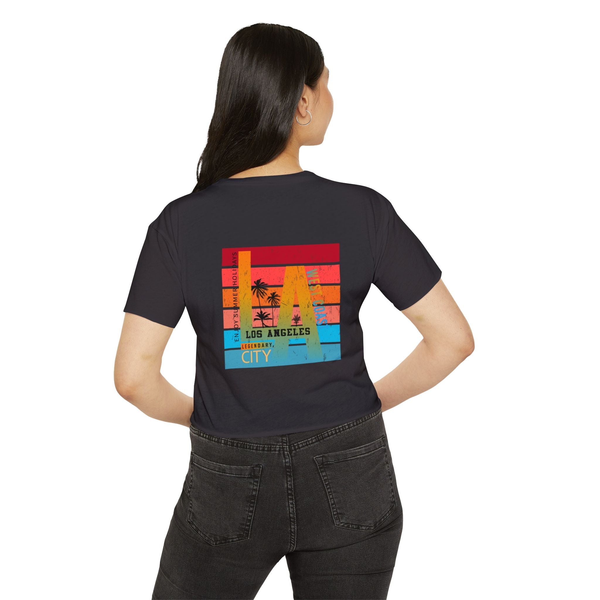Los Angeles Sunset Palm Crop Top Women's Festival Beach Tee - Etna Gift