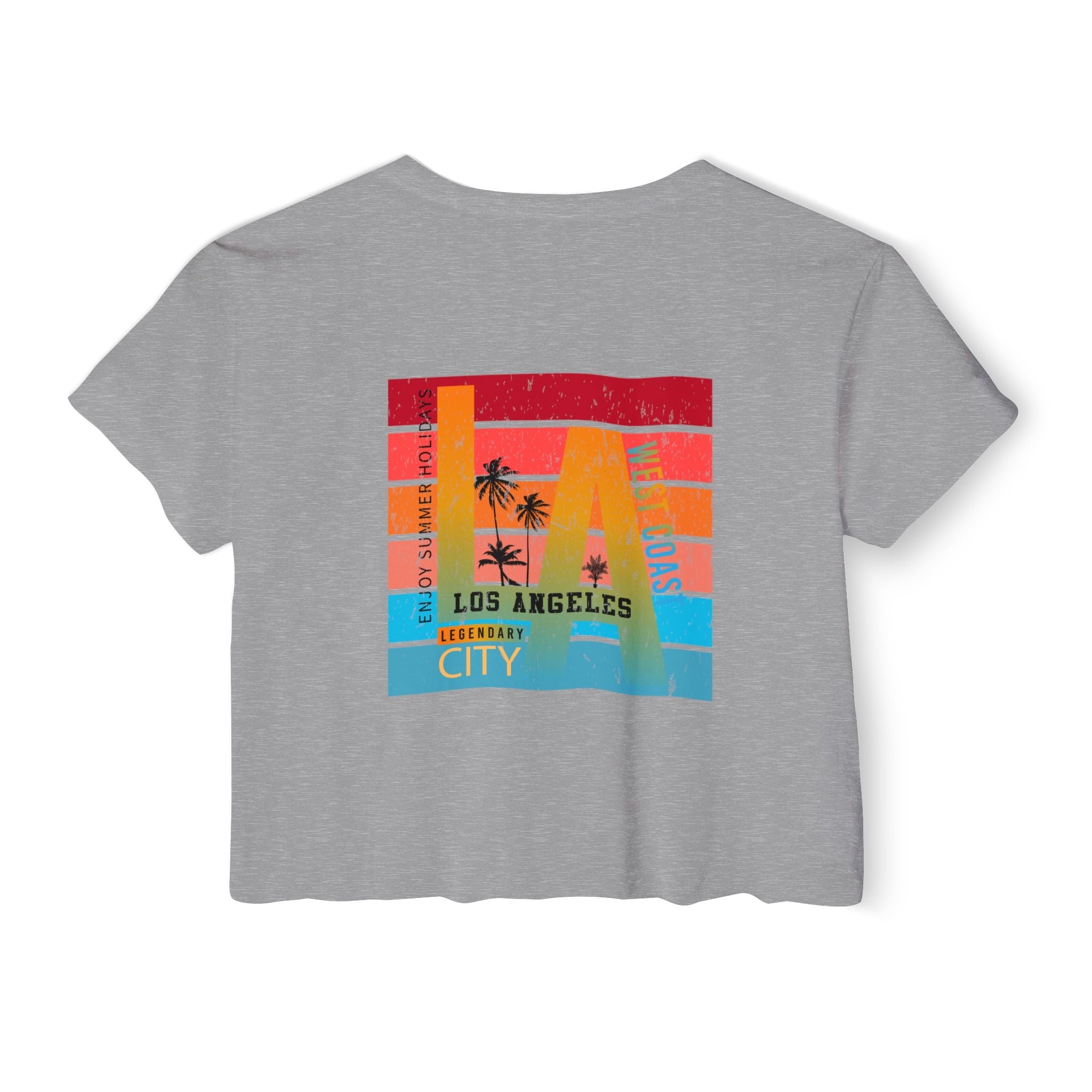 Los Angeles Sunset Palm Crop Top Women's Festival Beach Tee - Etna Gift