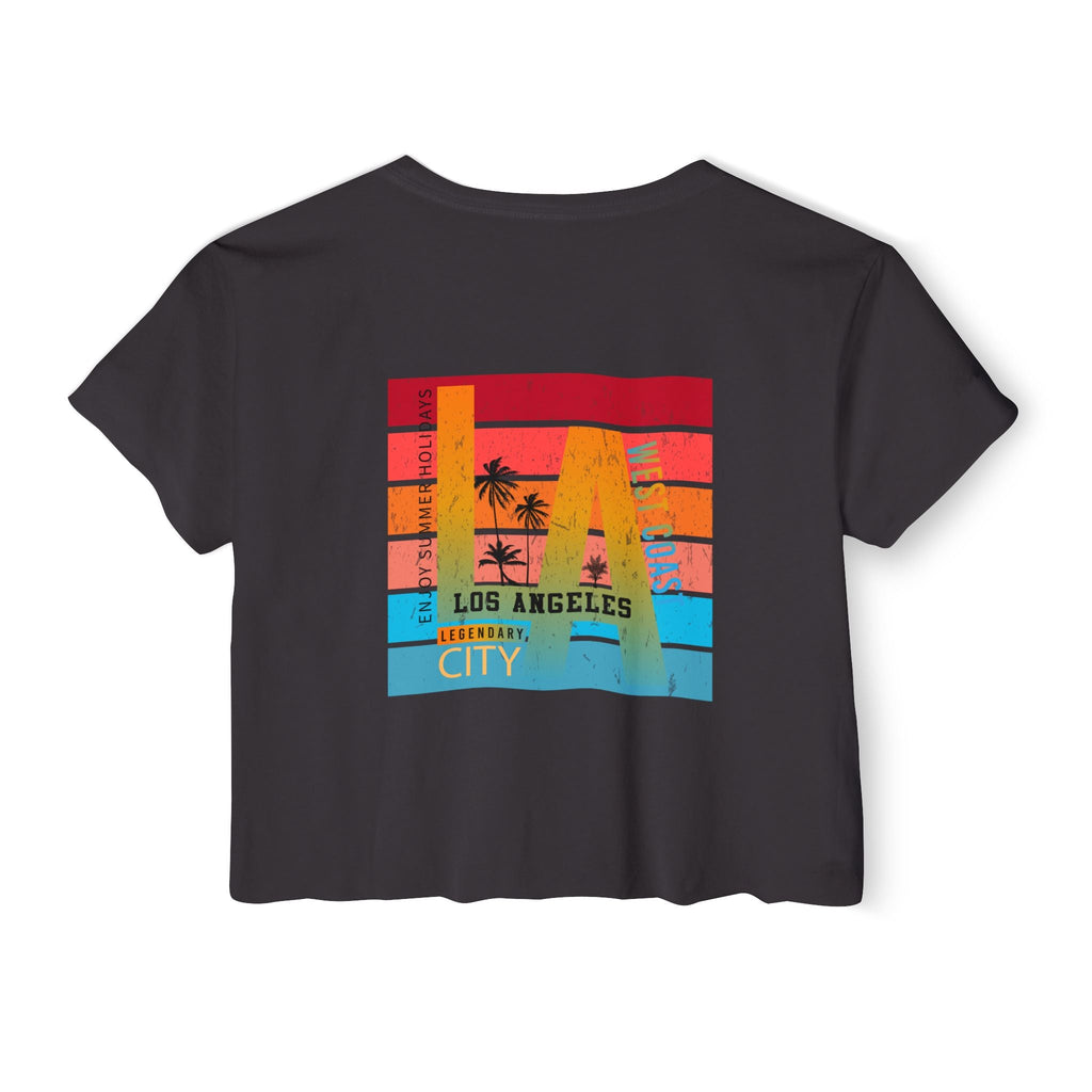 Los Angeles Sunset Palm Crop Top Women's Festival Beach Tee - Etna Gift