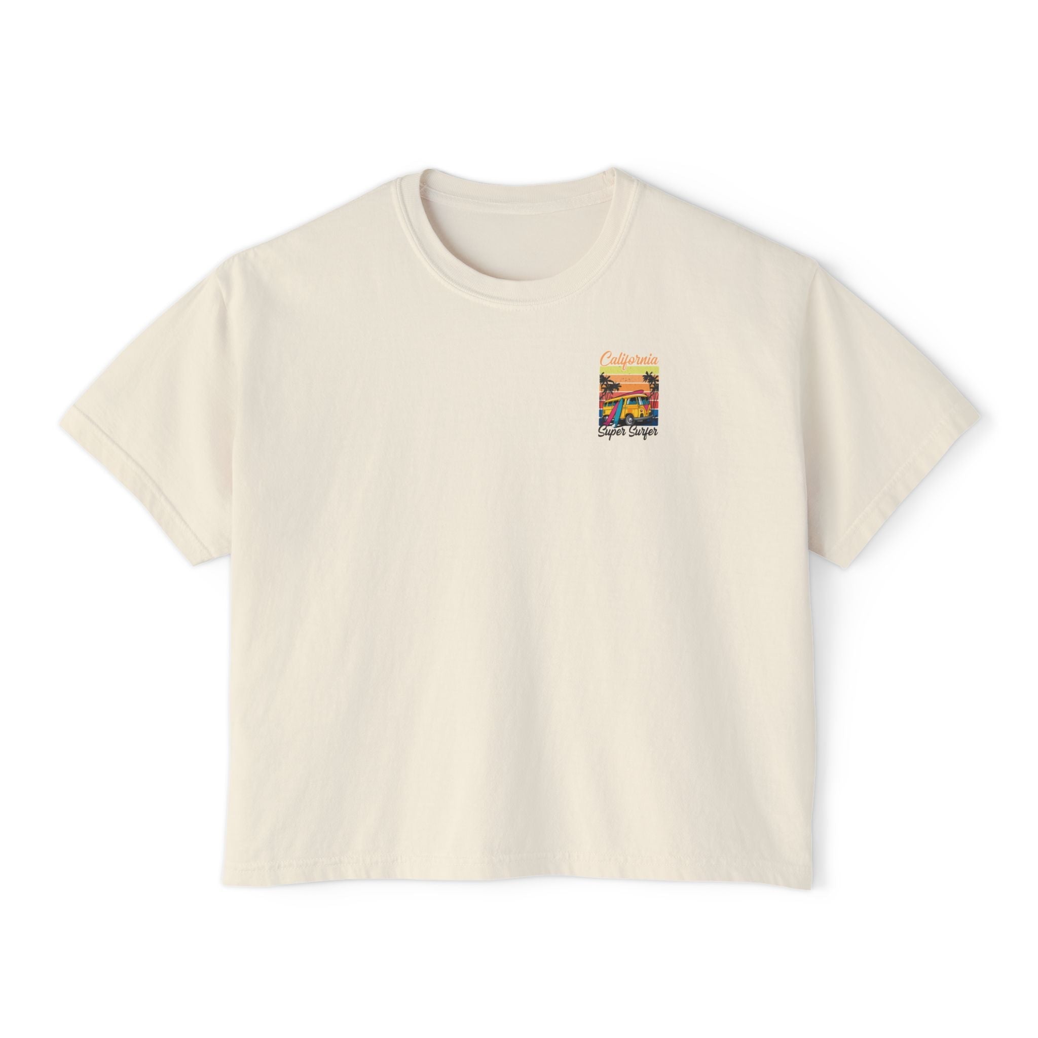 Los Angeles Sunset Women's Boxy Tee Retro Palm Tree City Graphic - Etna Gift