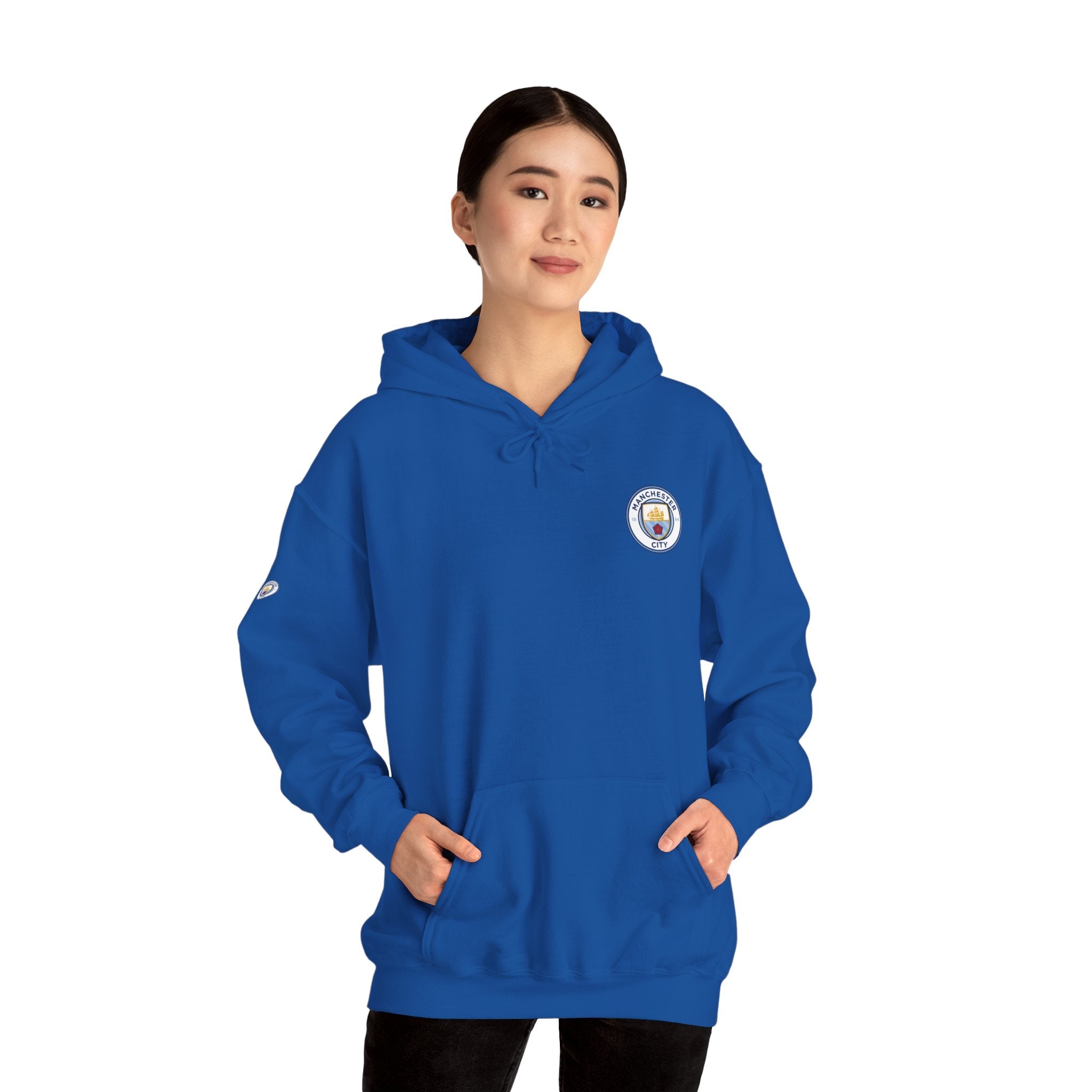 Manchester City Hoodie — Minimal Crest Logo Back Text Pullover - Etna Gift