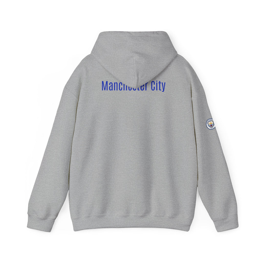 Manchester City Hoodie — Minimal Crest Logo Back Text Pullover - Etna Gift