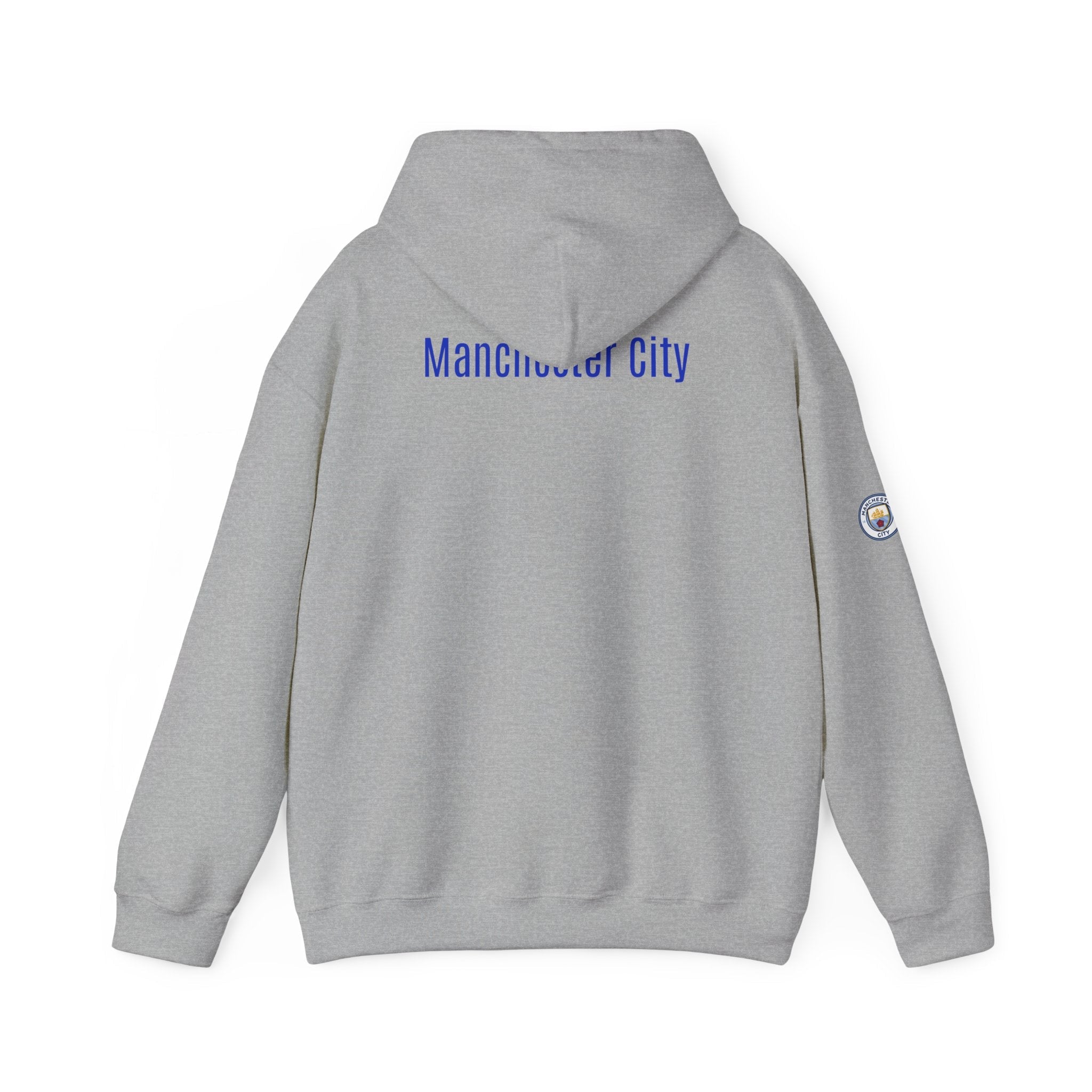 Manchester City Hoodie — Minimal Crest Logo Back Text Pullover - Etna Gift