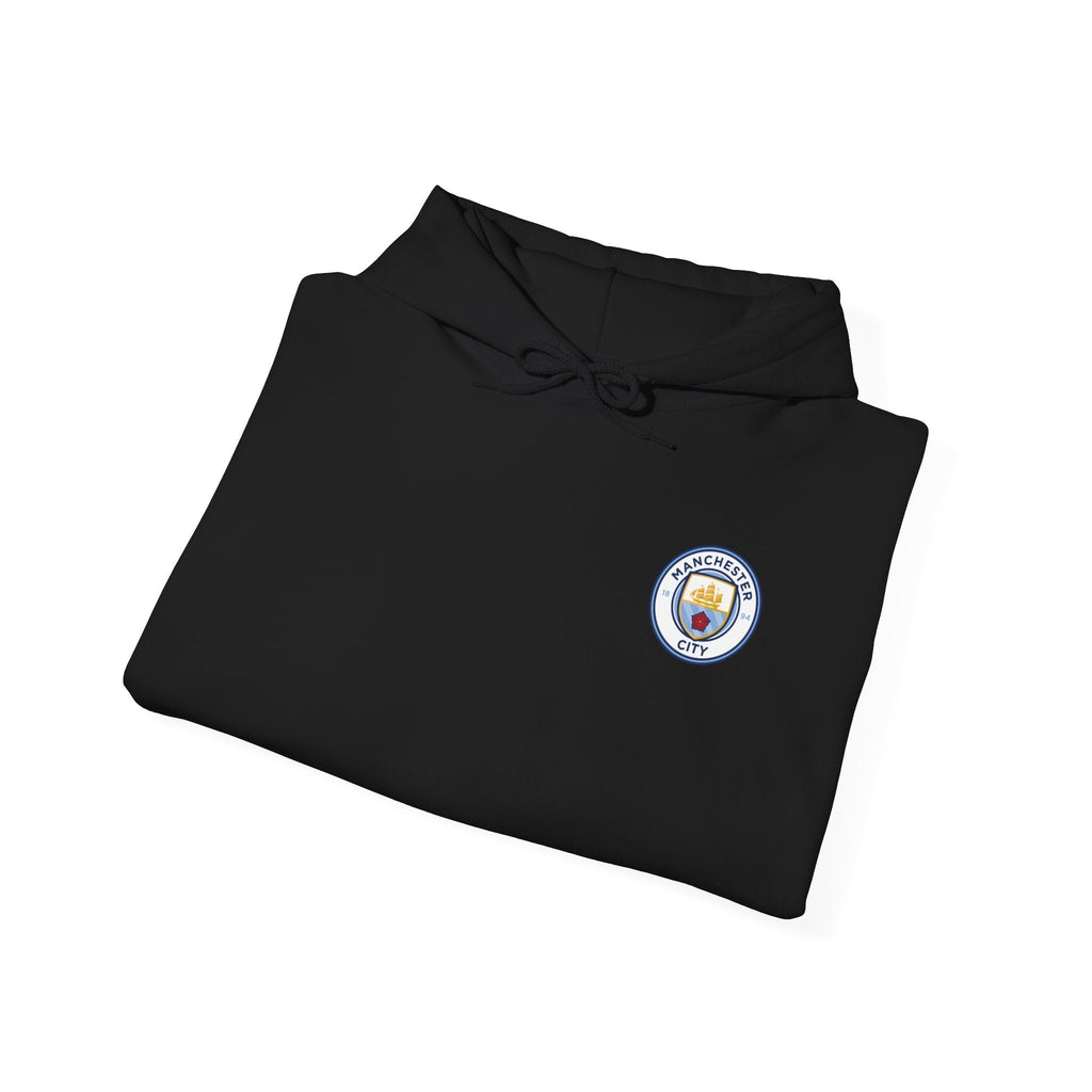 Manchester City Hoodie — Minimal Crest Logo Back Text Pullover - Etna Gift