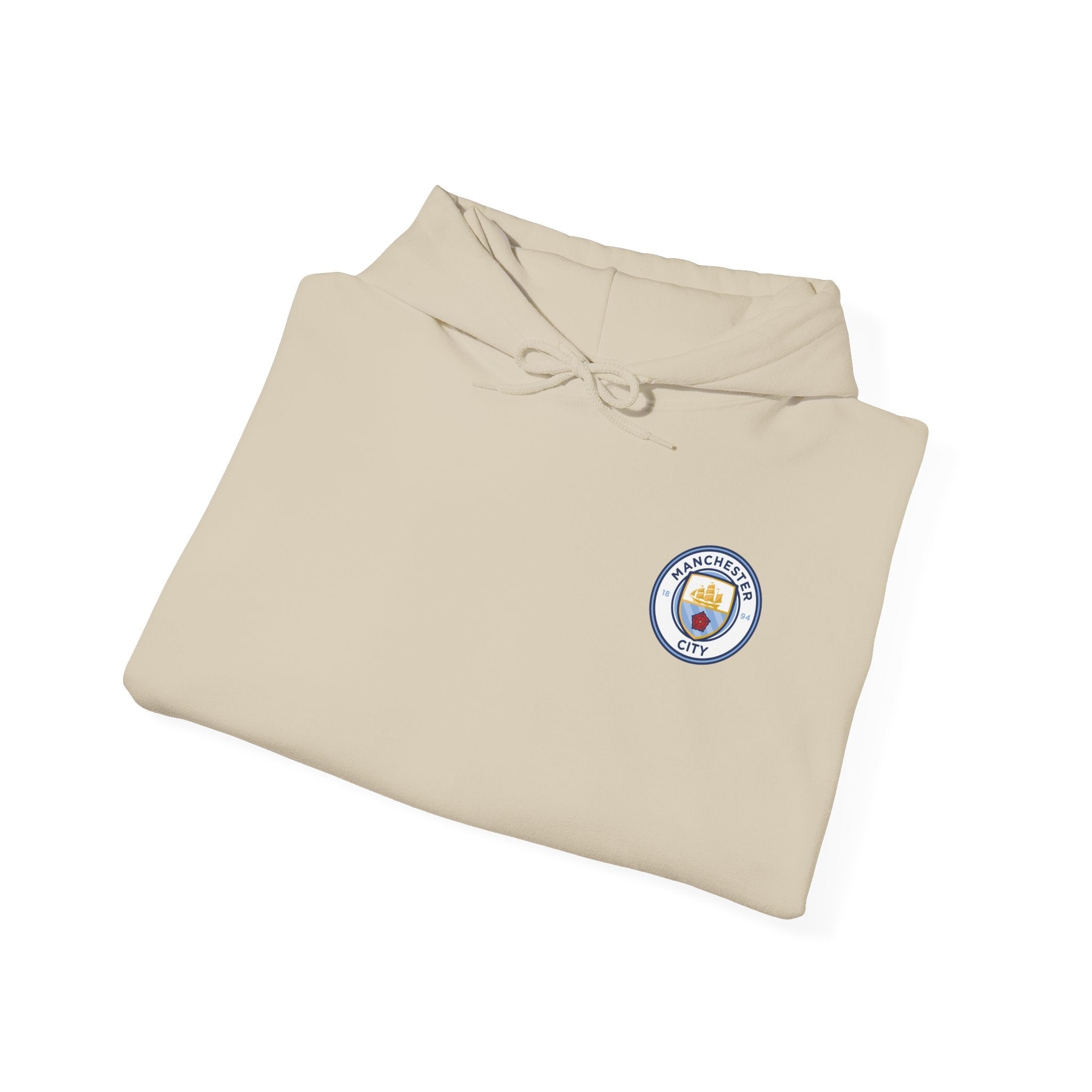 Manchester City Hoodie — Minimal Crest Logo Back Text Pullover - Etna Gift