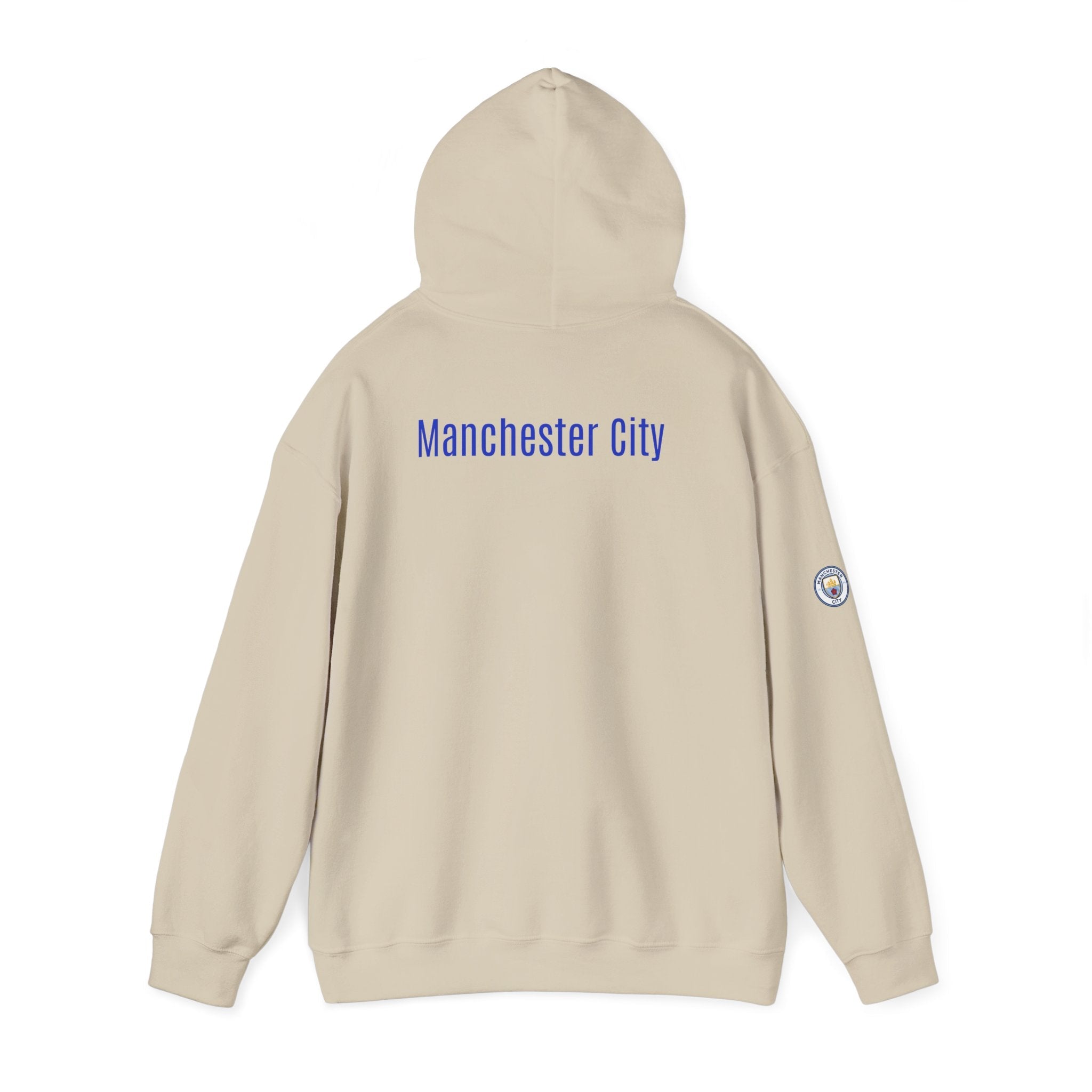 Manchester City Hoodie — Minimal Crest Logo Back Text Pullover - Etna Gift