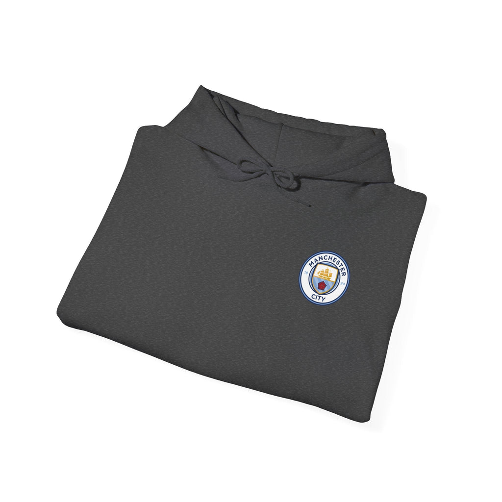 Manchester City Hoodie — Minimal Crest Logo Back Text Pullover - Etna Gift