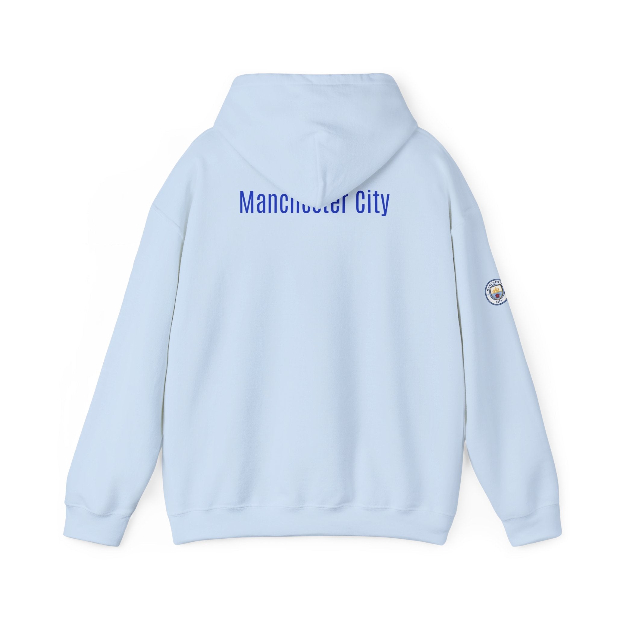 Manchester City Hoodie — Minimal Crest Logo Back Text Pullover - Etna Gift