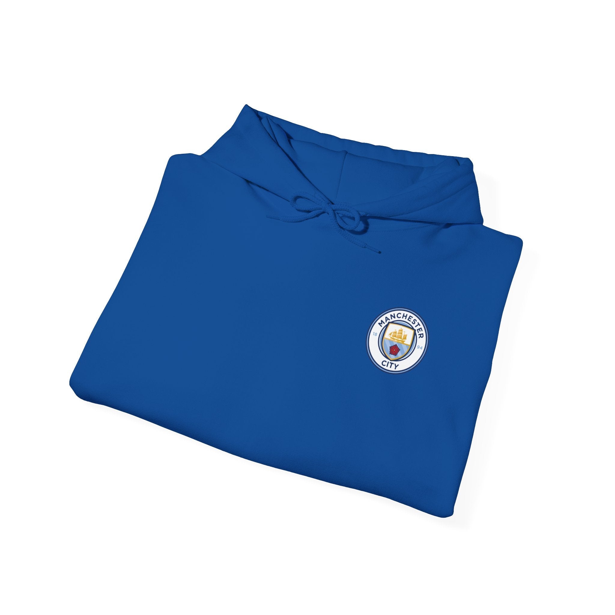 Manchester City Hoodie — Minimal Crest Logo Back Text Pullover - Etna Gift