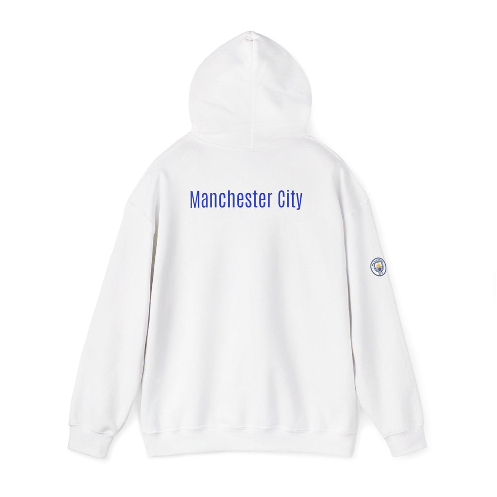 Manchester City Hoodie — Minimal Crest Logo Back Text Pullover - Etna Gift