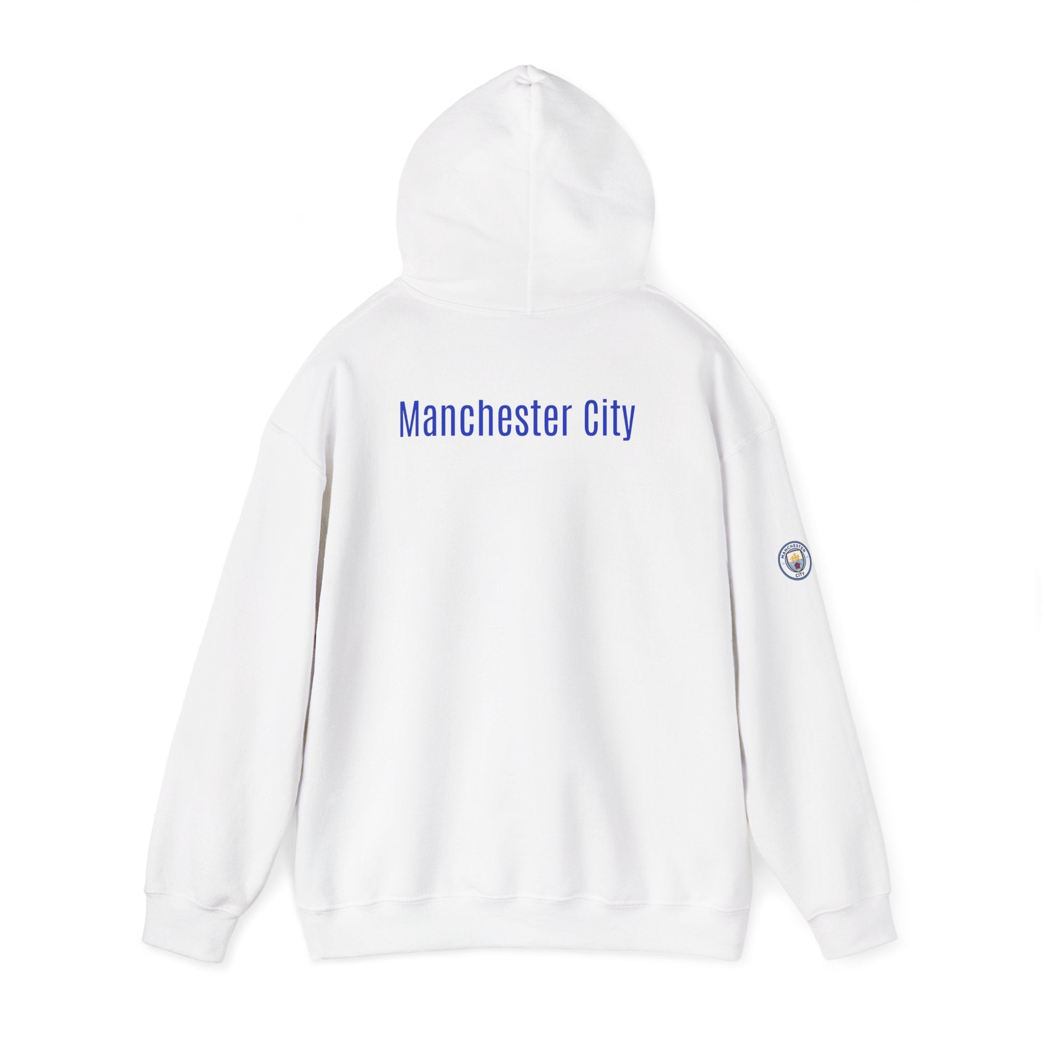 Manchester City Hoodie — Minimal Crest Logo Back Text Pullover - Etna Gift