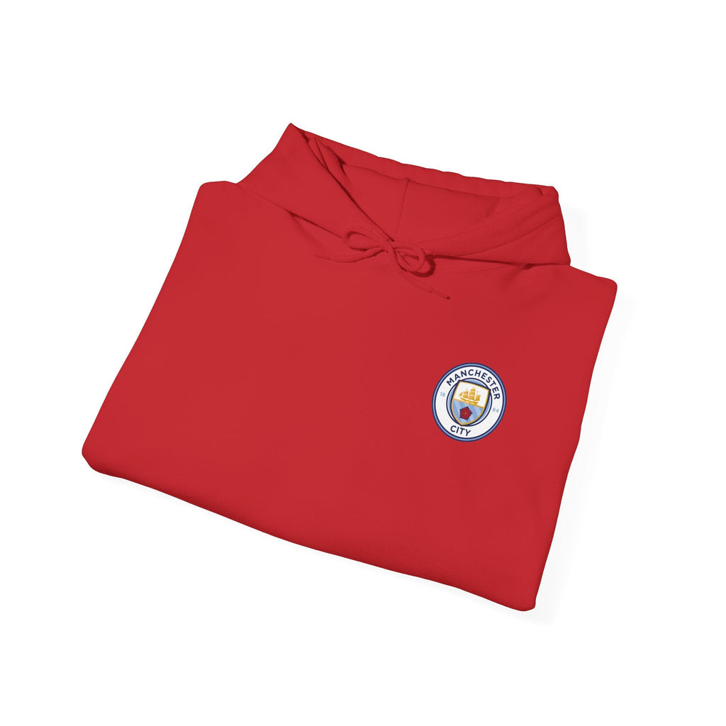 Manchester City Hoodie — Minimal Crest Logo Back Text Pullover - Etna Gift
