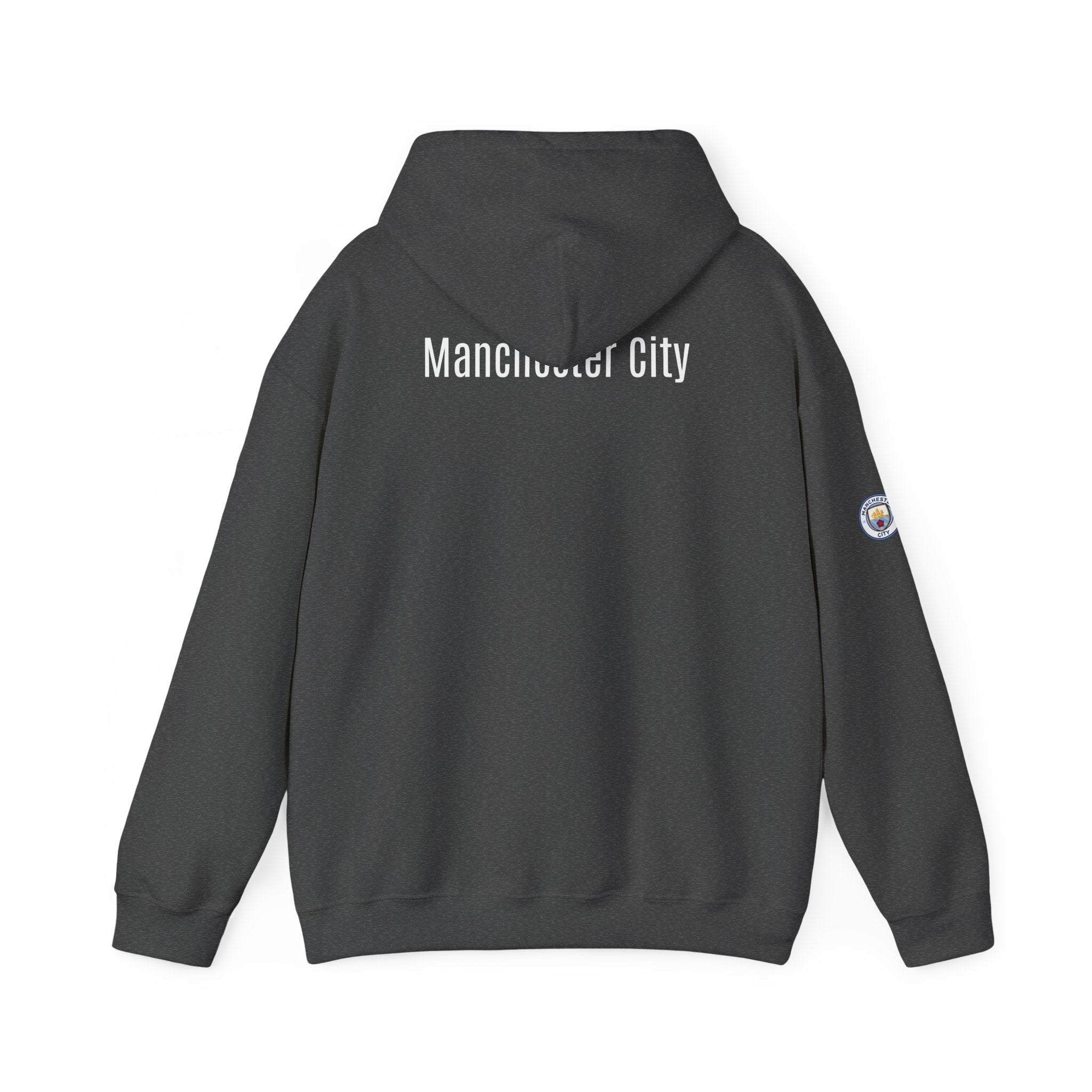 Manchester City Hoodie — Minimal Crest Logo Back Text Pullover - Etna Gift