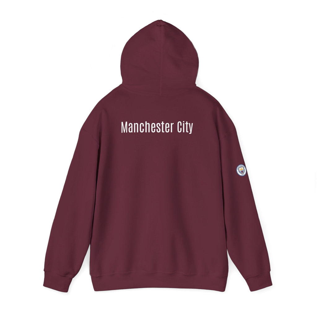 Manchester City Hoodie — Minimal Crest Logo Back Text Pullover - Etna Gift