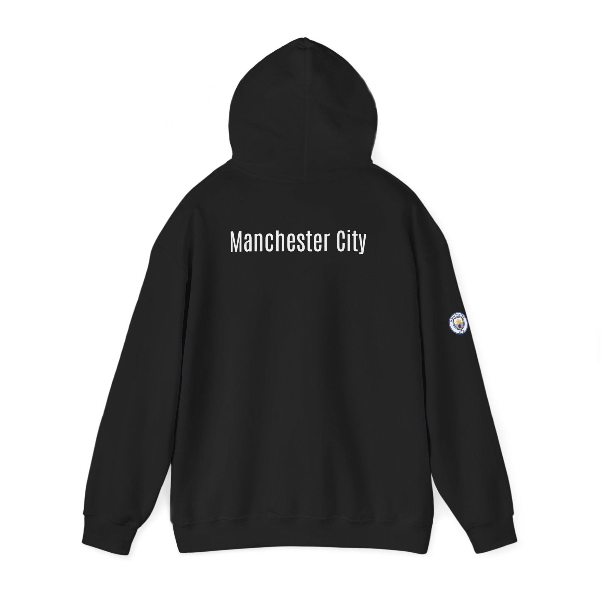 Manchester City Hoodie — Minimal Crest Logo Back Text Pullover - Etna Gift