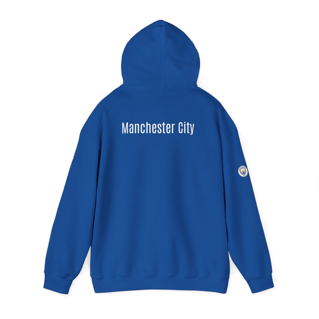 Manchester City Hoodie — Minimal Crest Logo Back Text Pullover - Etna Gift