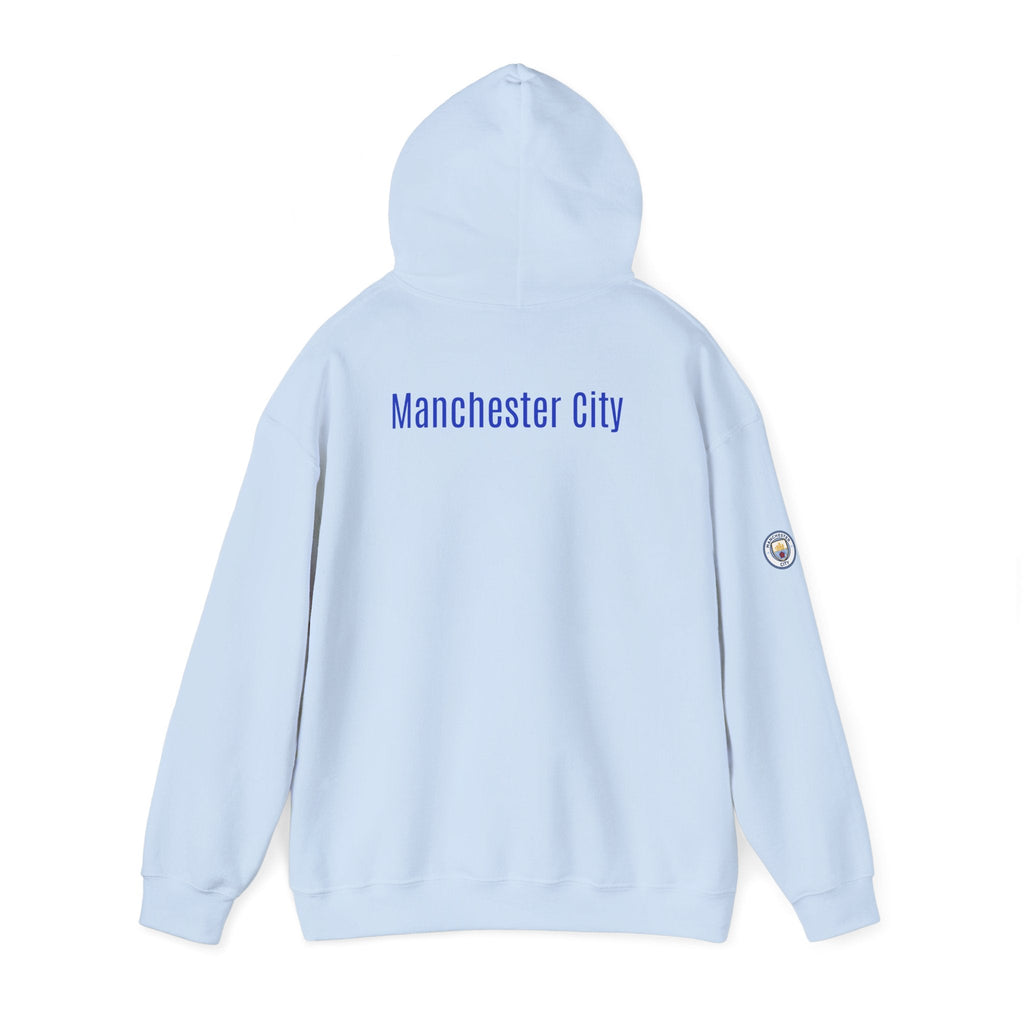 Manchester City Hoodie — Minimal Crest Logo Back Text Pullover - Etna Gift