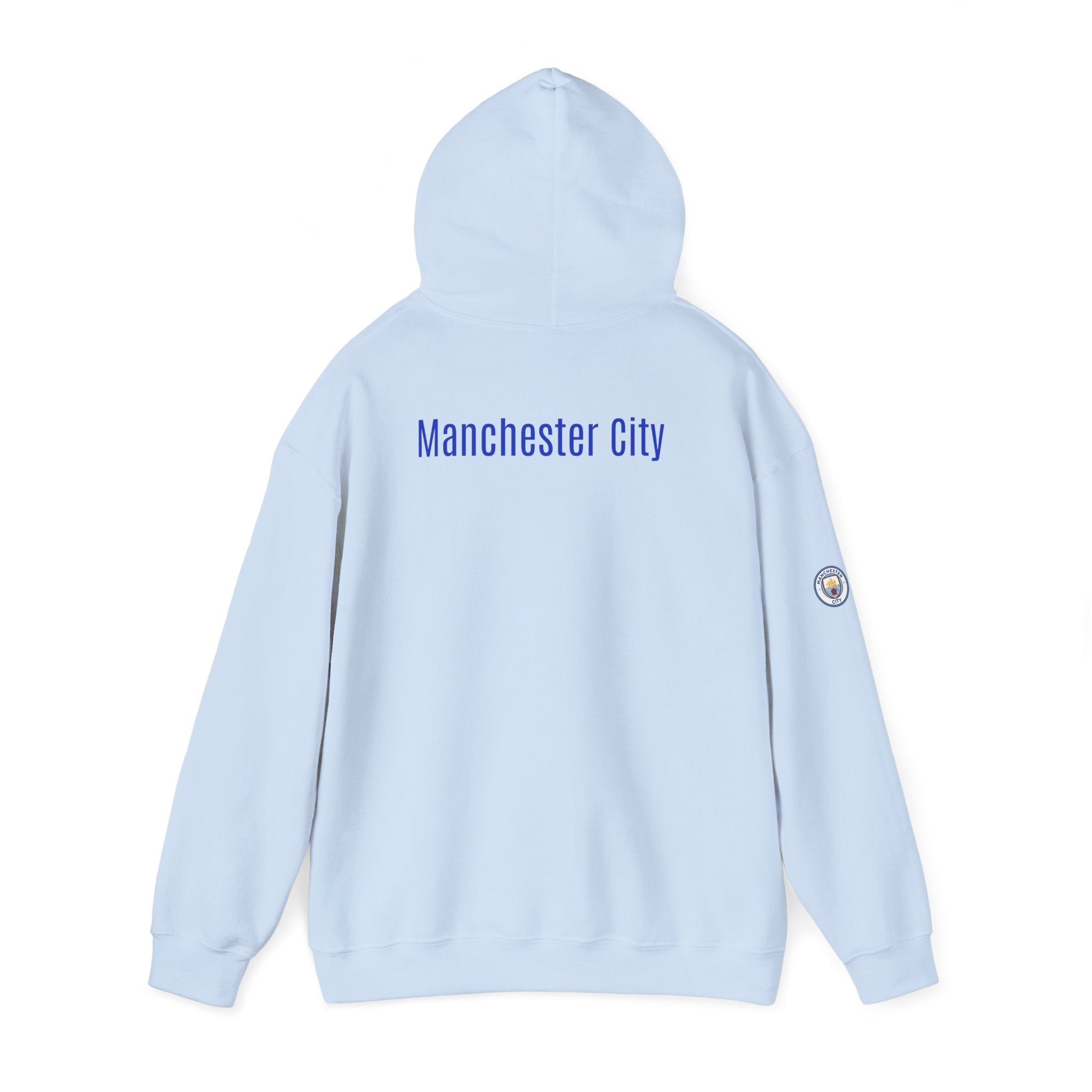 Manchester City Hoodie — Minimal Crest Logo Back Text Pullover - Etna Gift