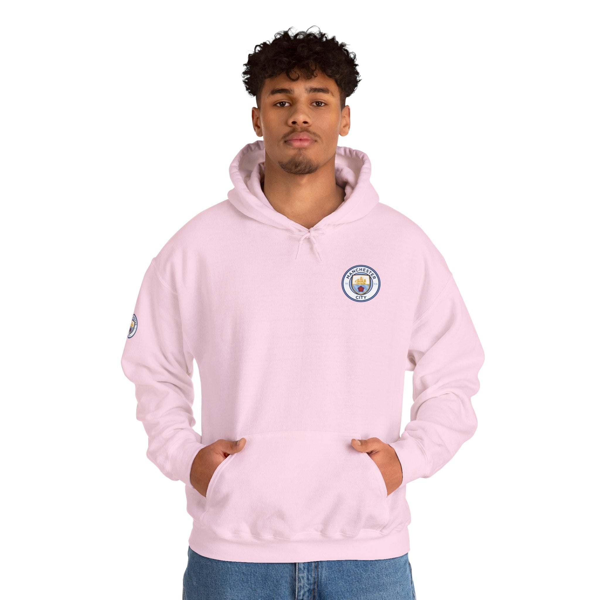 Manchester City Hoodie — Minimal Crest Logo Back Text Pullover - Etna Gift