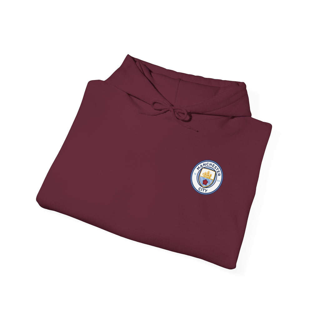 Manchester City Hoodie — Minimal Crest Logo Back Text Pullover - Etna Gift