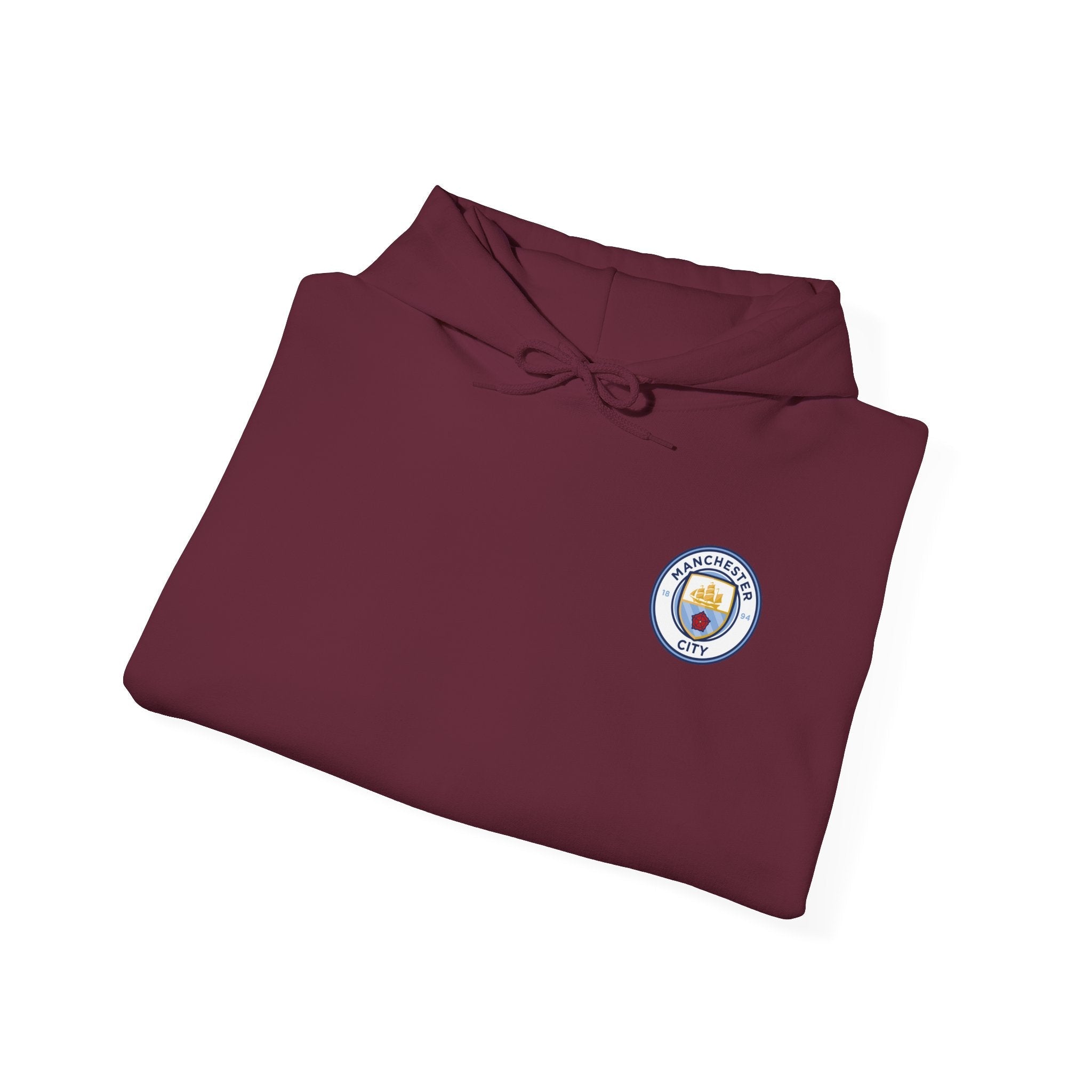 Manchester City Hoodie — Minimal Crest Logo Back Text Pullover - Etna Gift