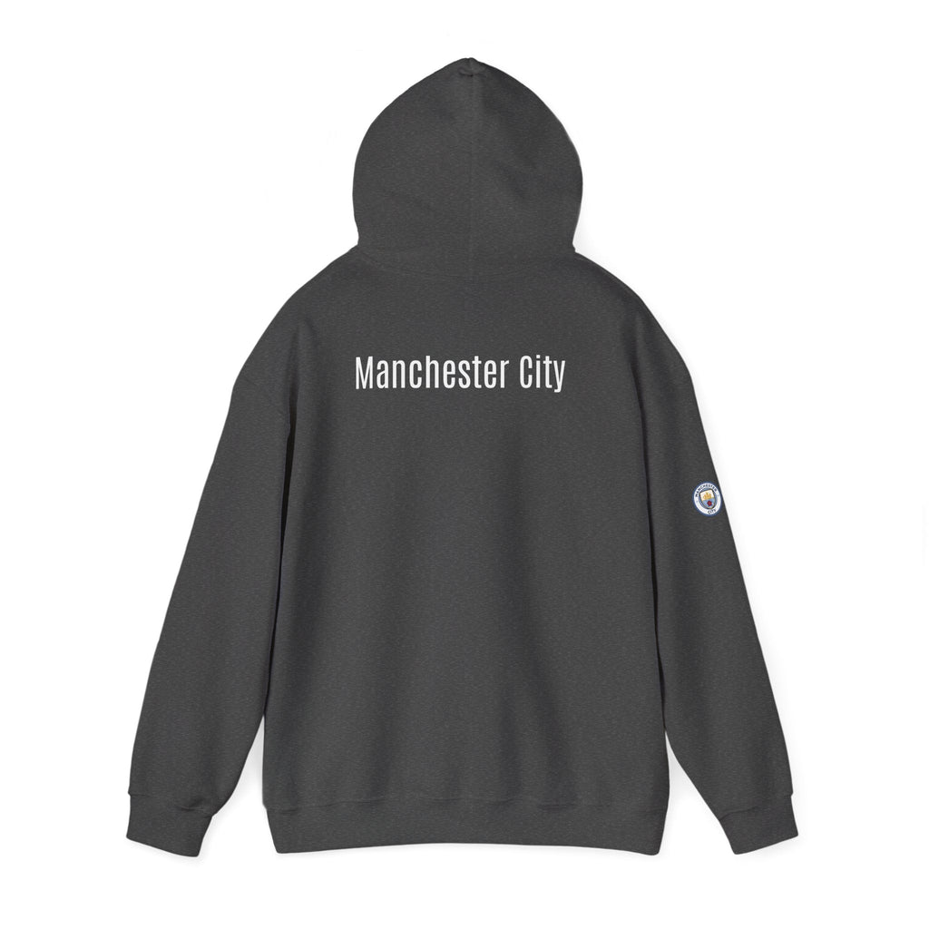 Manchester City Hoodie — Minimal Crest Logo Back Text Pullover - Etna Gift