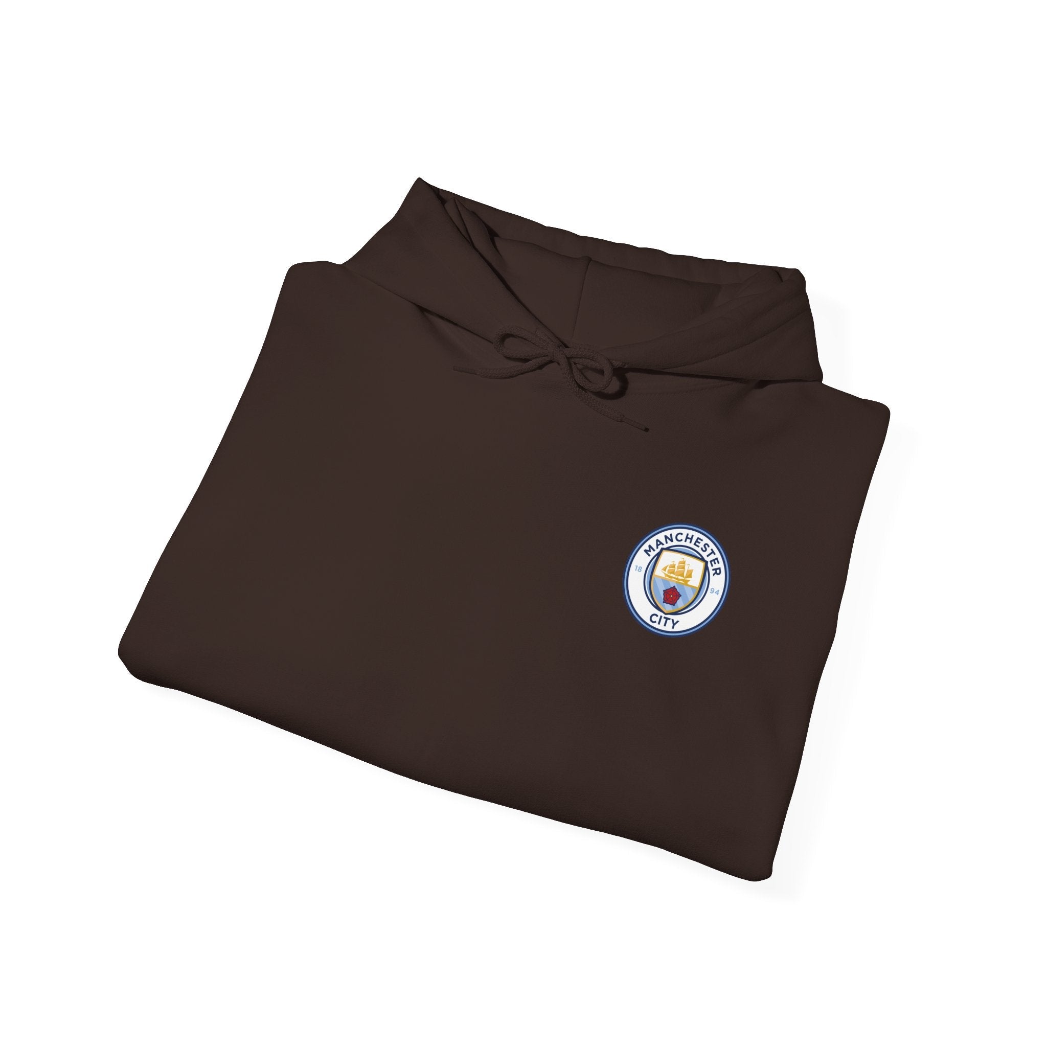 Manchester City Hoodie — Minimal Crest Logo Back Text Pullover - Etna Gift