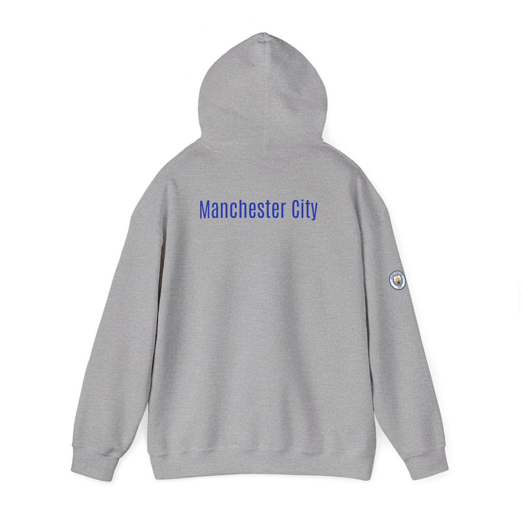 Manchester City Hoodie — Minimal Crest Logo Back Text Pullover - Etna Gift
