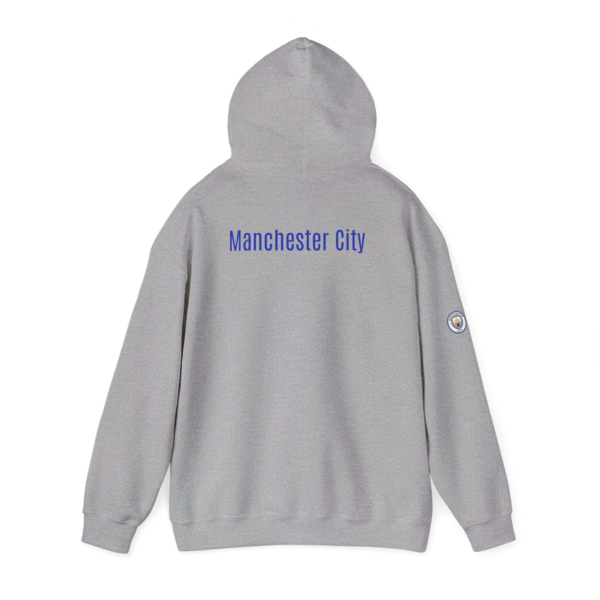 Manchester City Hoodie — Minimal Crest Logo Back Text Pullover - Etna Gift