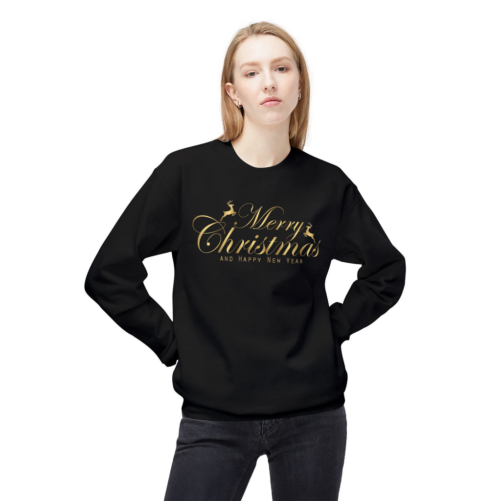 Merry Christmas gold script Sweatshirt Holiday Noel glitter lettering - Etna Gift