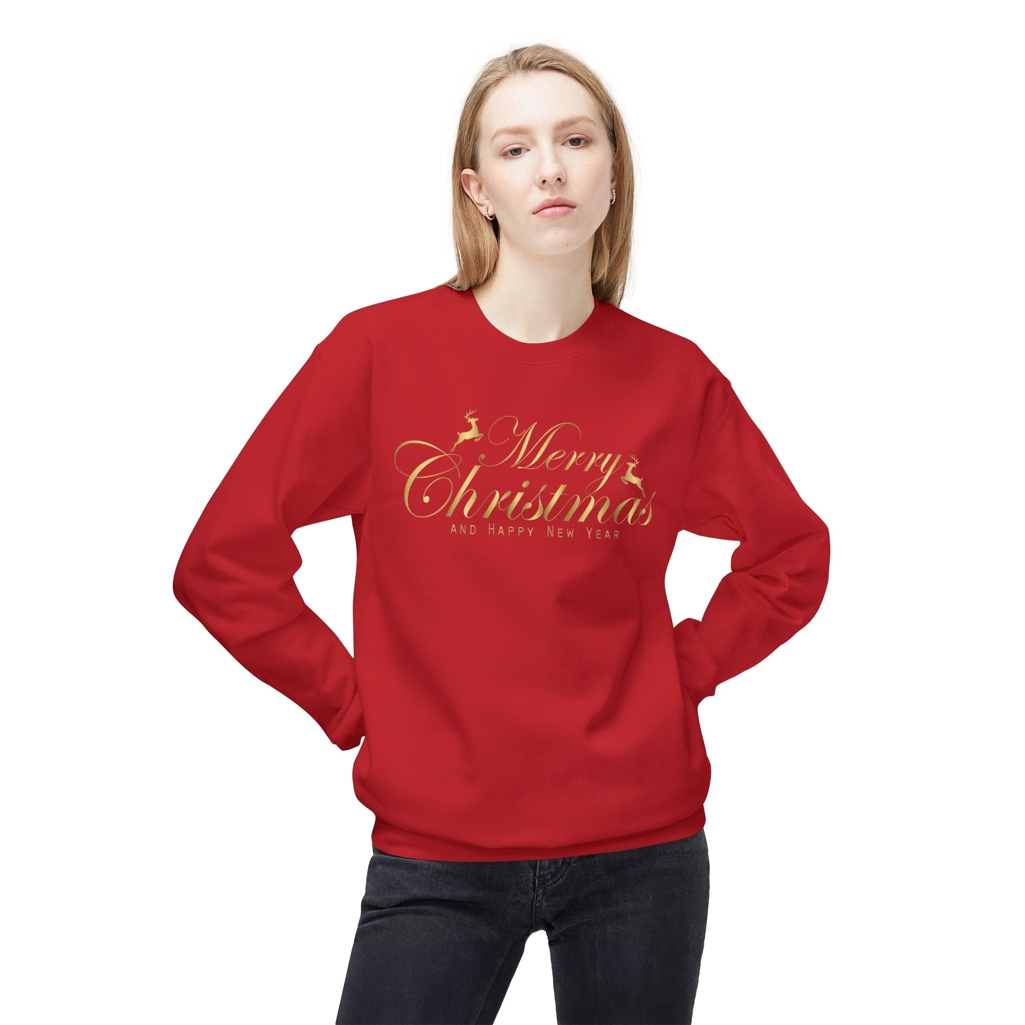 Merry Christmas gold script Sweatshirt Holiday Noel glitter lettering - Etna Gift
