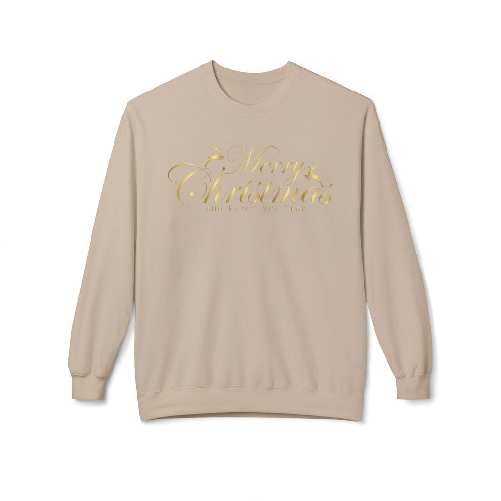Merry Christmas gold script Sweatshirt Holiday Noel glitter lettering - Etna Gift