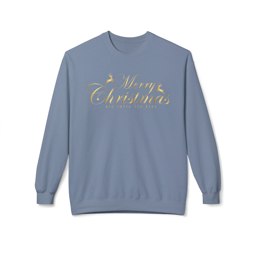 Merry Christmas gold script Sweatshirt Holiday Noel glitter lettering - Etna Gift