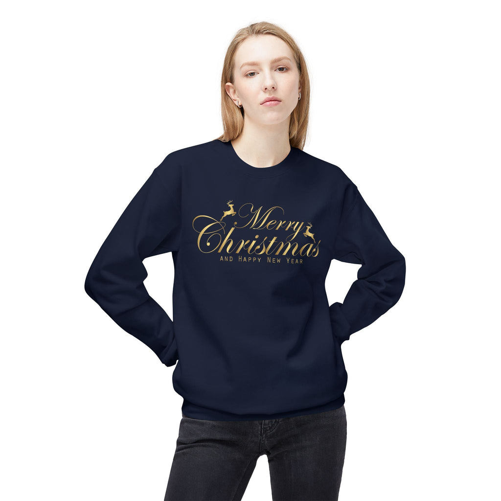 Merry Christmas gold script Sweatshirt Holiday Noel glitter lettering - Etna Gift