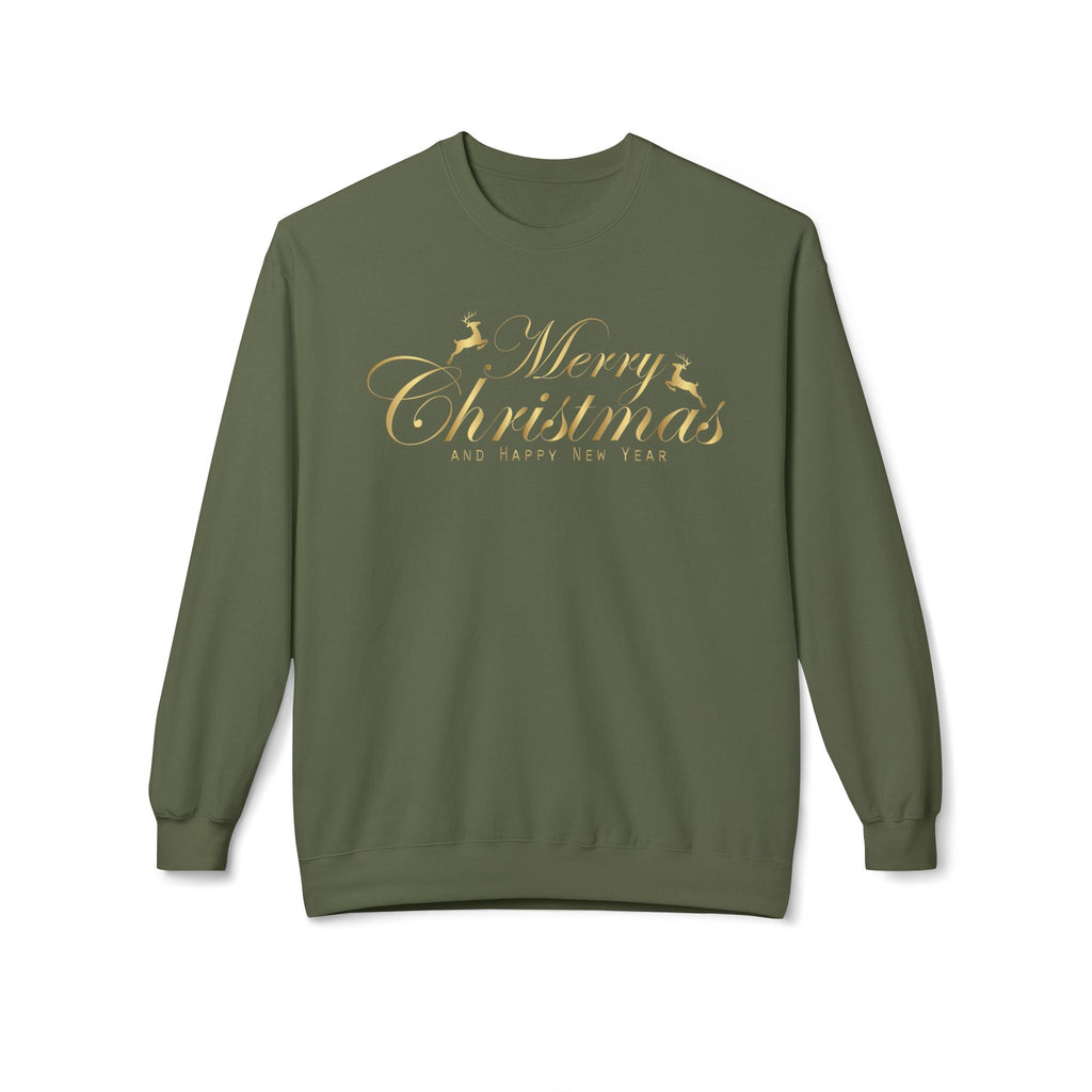 Merry Christmas gold script Sweatshirt Holiday Noel glitter lettering - Etna Gift