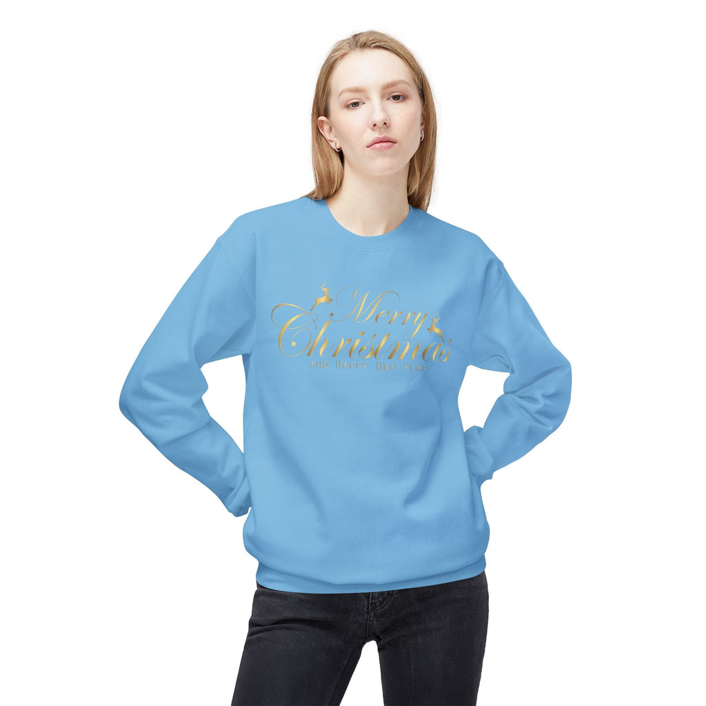 Merry Christmas gold script Sweatshirt Holiday Noel glitter lettering - Etna Gift