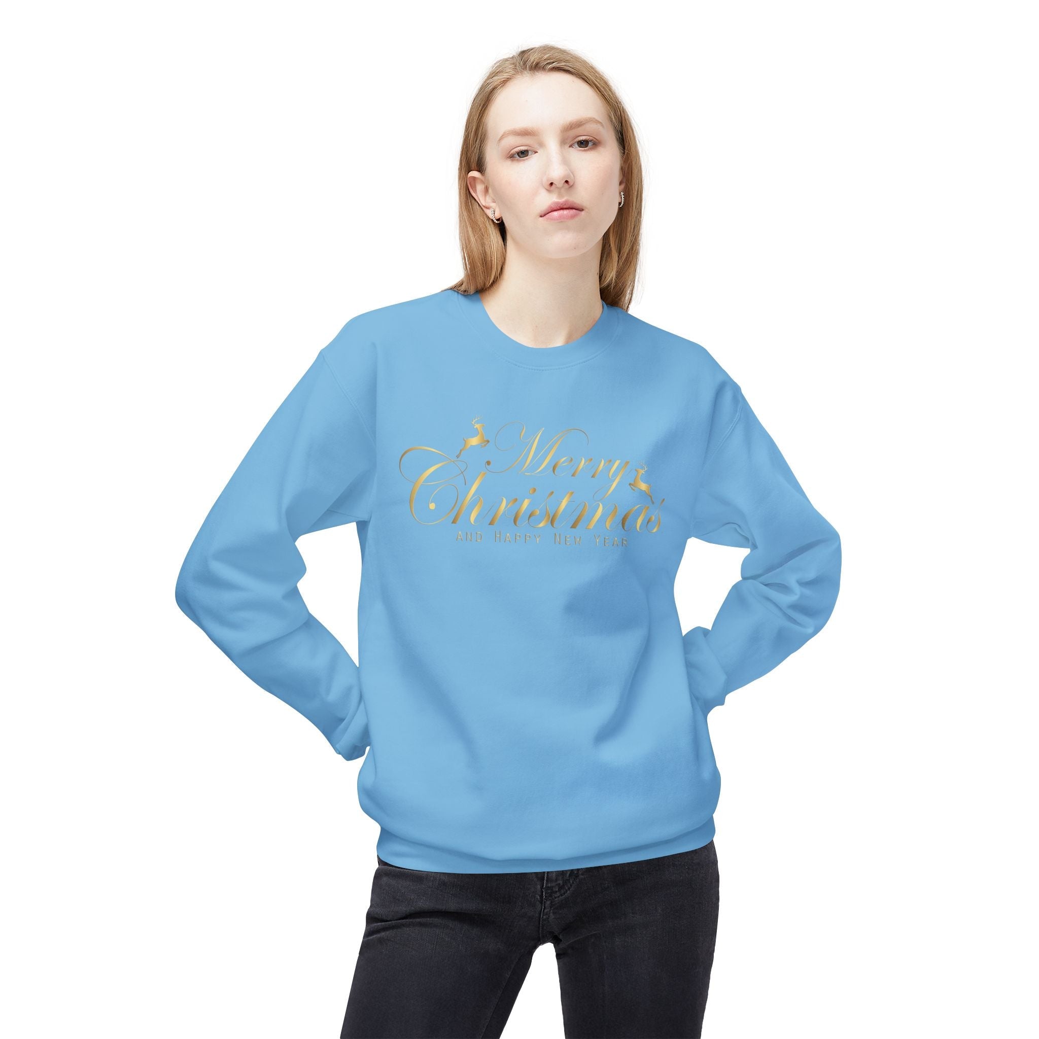 Merry Christmas gold script Sweatshirt Holiday Noel glitter lettering - Etna Gift