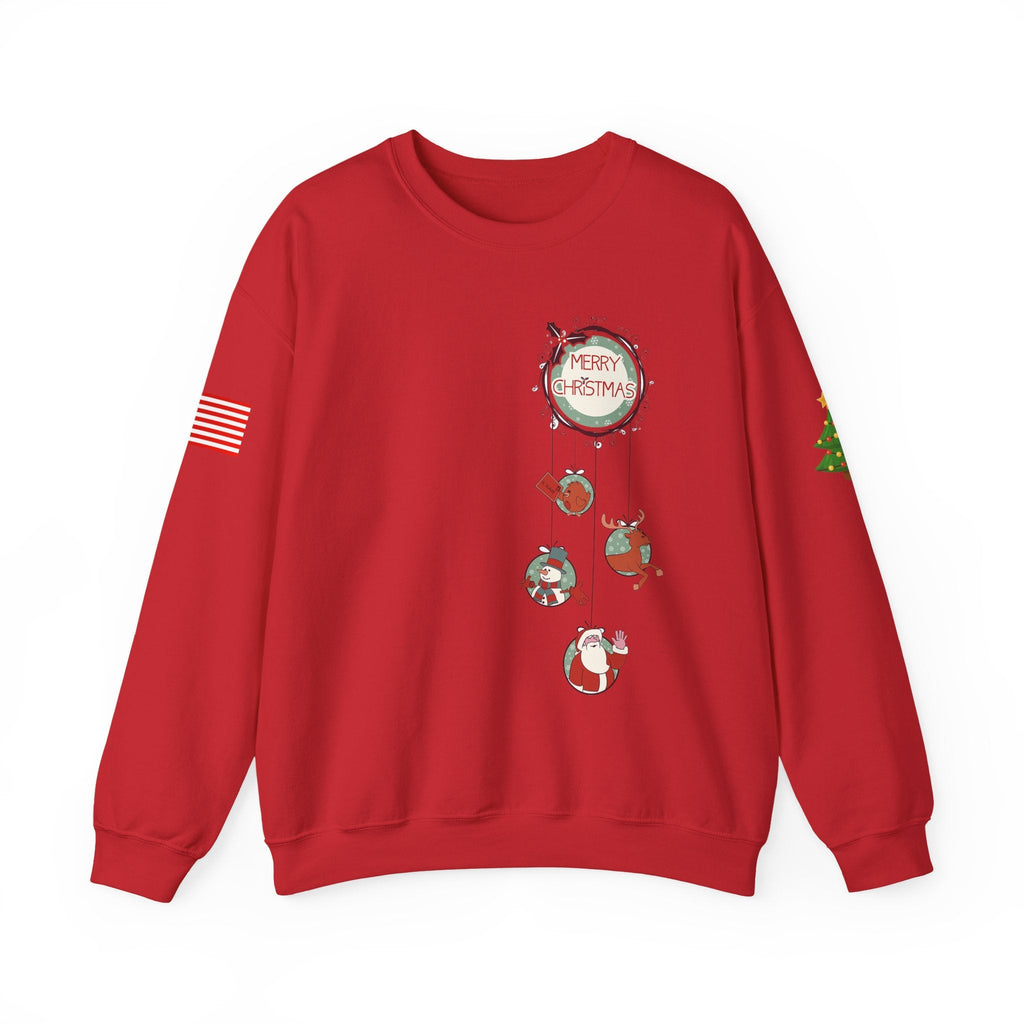 Merry Christmas Hanging Ornaments Sweatshirt Santa Reindeer Wreath Holiday - Etna Gift