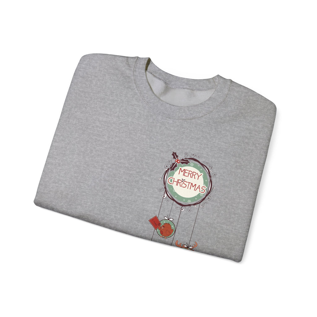 Merry Christmas Hanging Ornaments Sweatshirt Santa Reindeer Wreath Holiday - Etna Gift