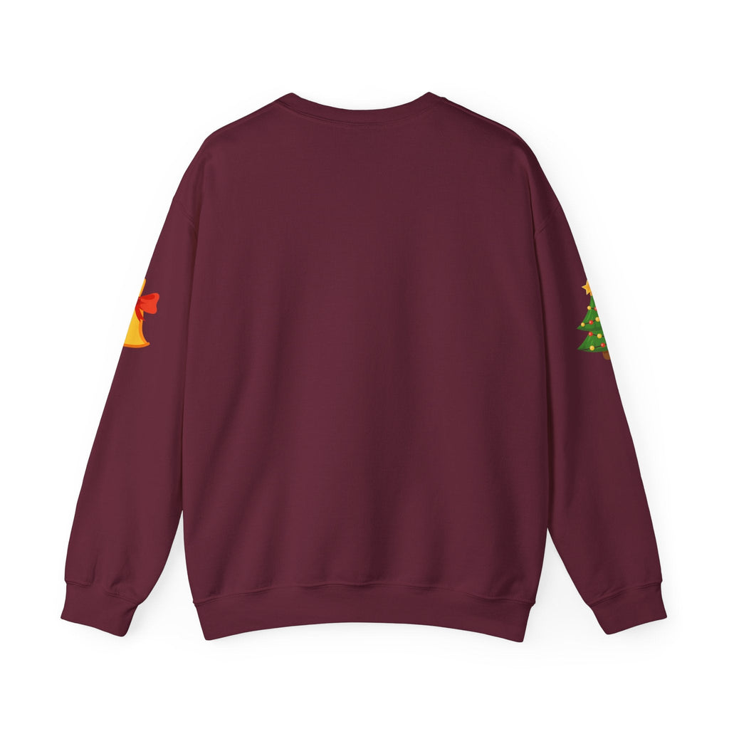 Merry Christmas script candy cane Sweatshirt | Christmas tree sleeve design - Etna Gift